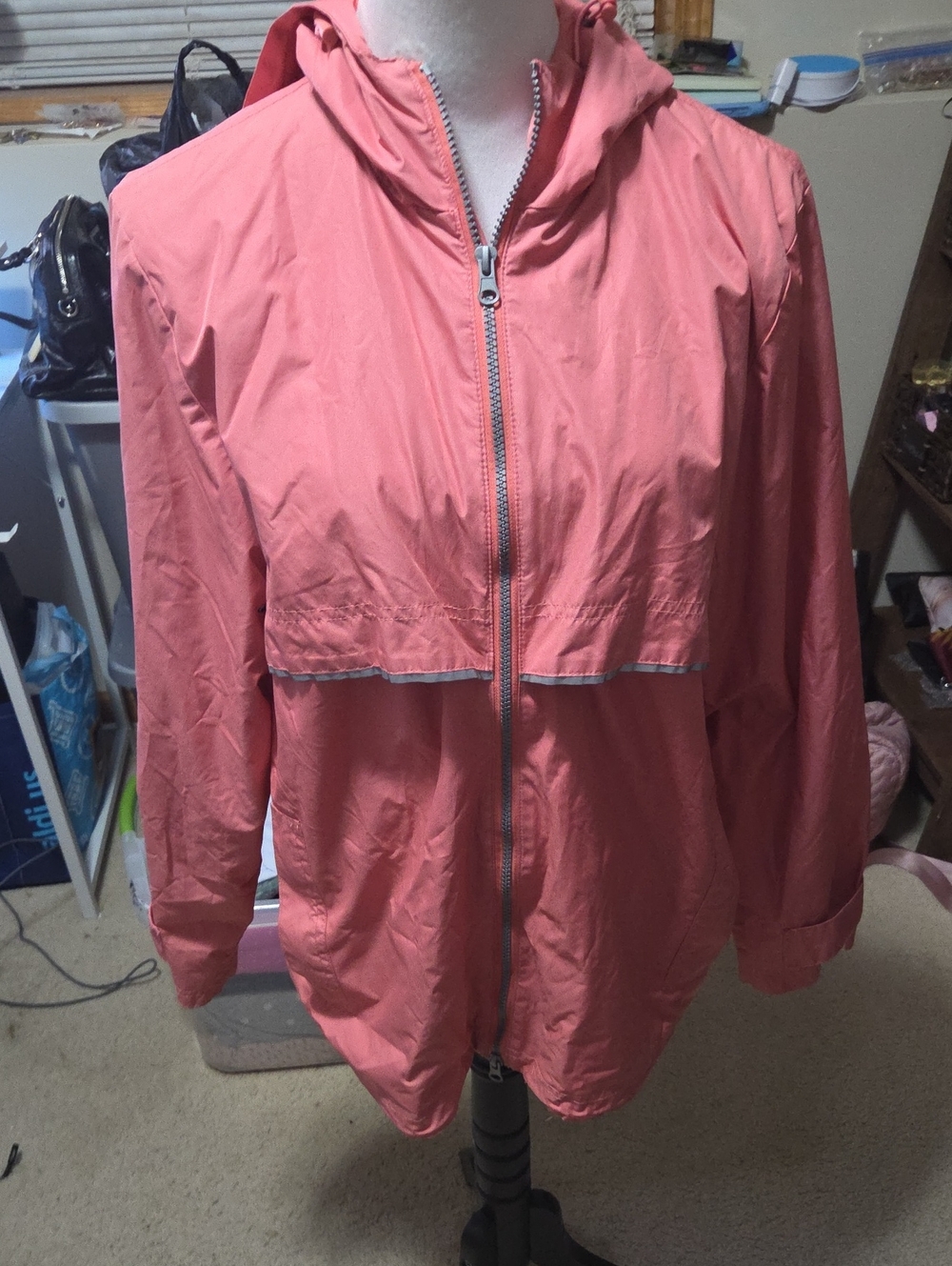 Hooded Lightweight Bomber Jacket - Coral Pink